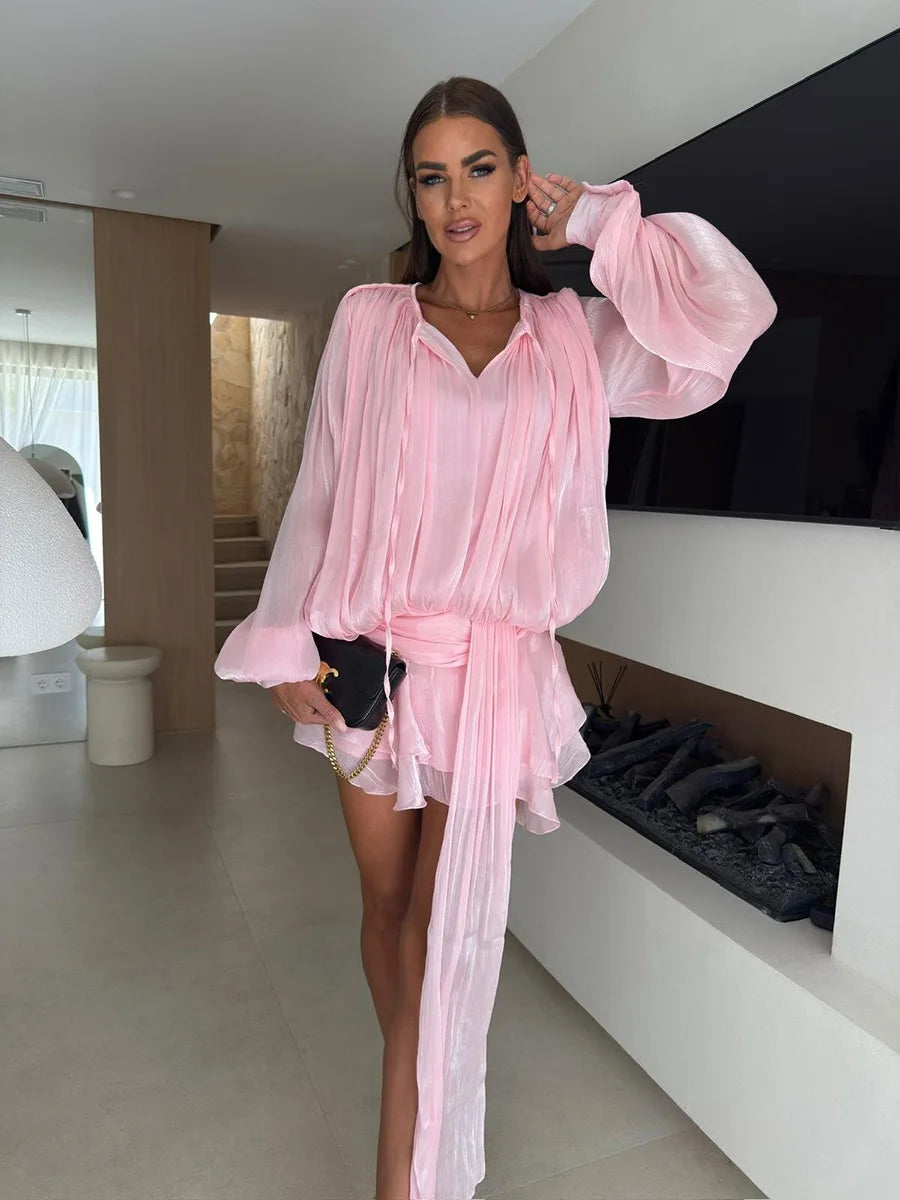 SOHO Spring Pleated Mini Dress