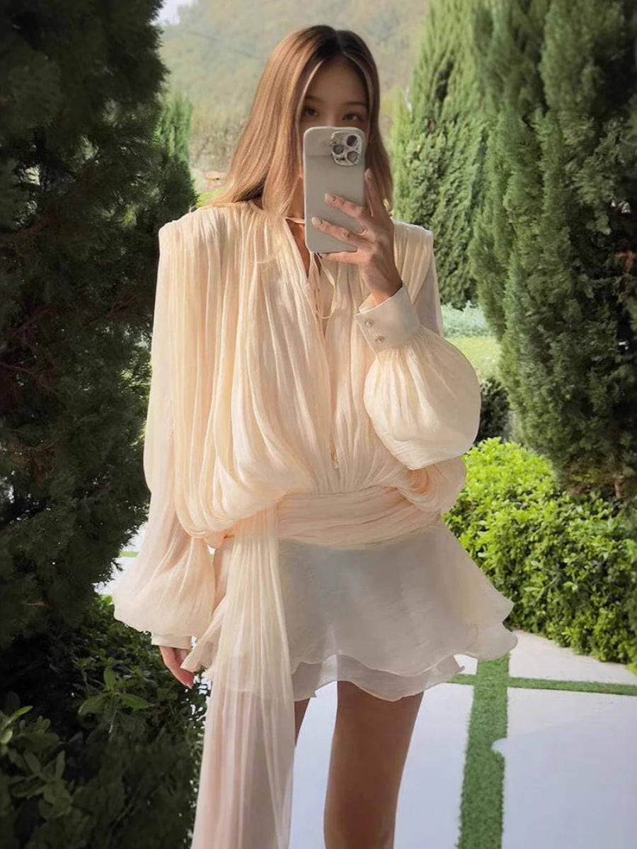 SOHO Spring Pleated Mini Dress