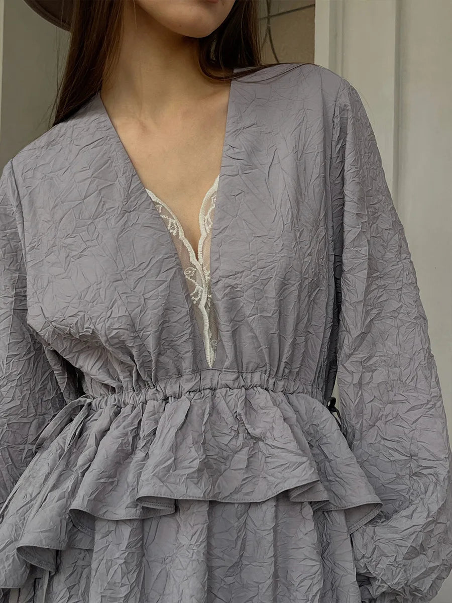 SOHO Spring Lace Pleated Dress