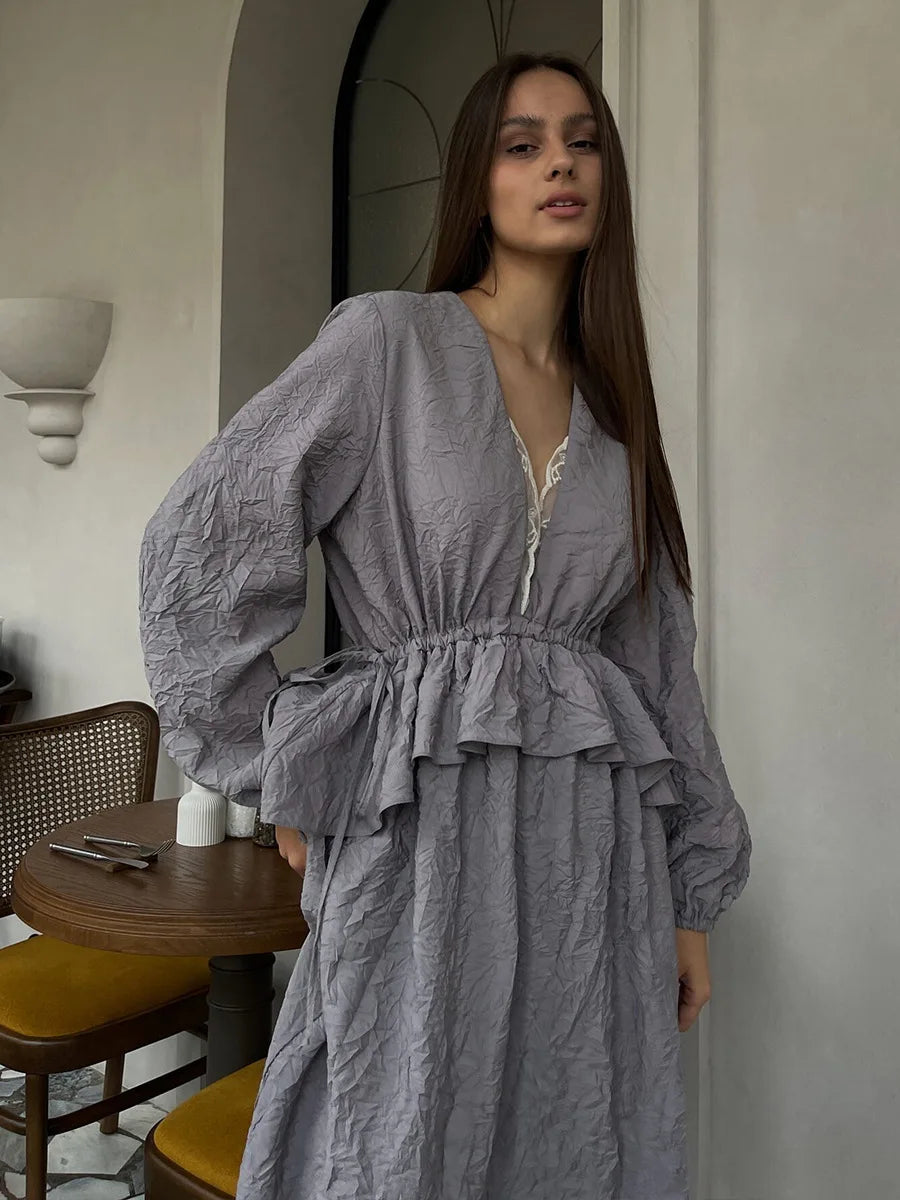 SOHO Spring Lace Pleated Dress