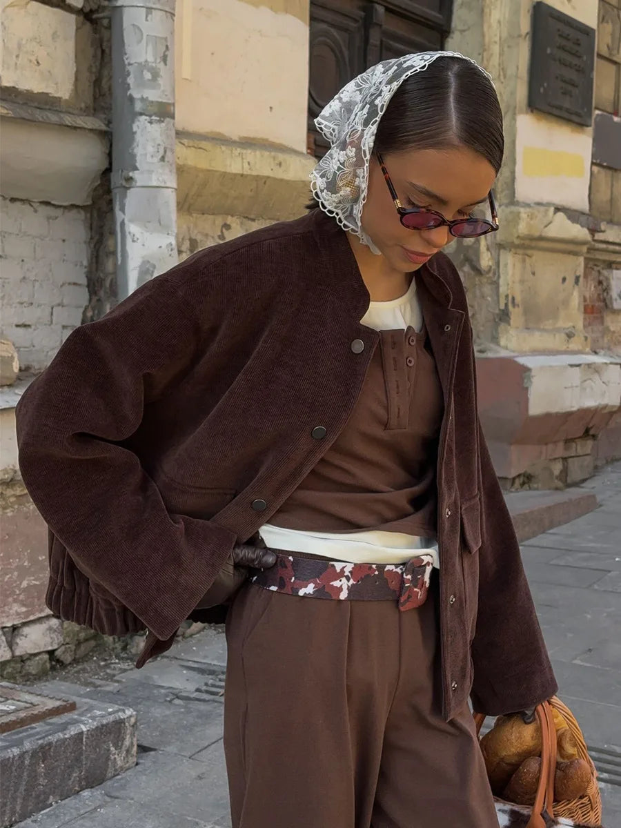 SOHO Autumn Long Sleeve Jacket in Brown