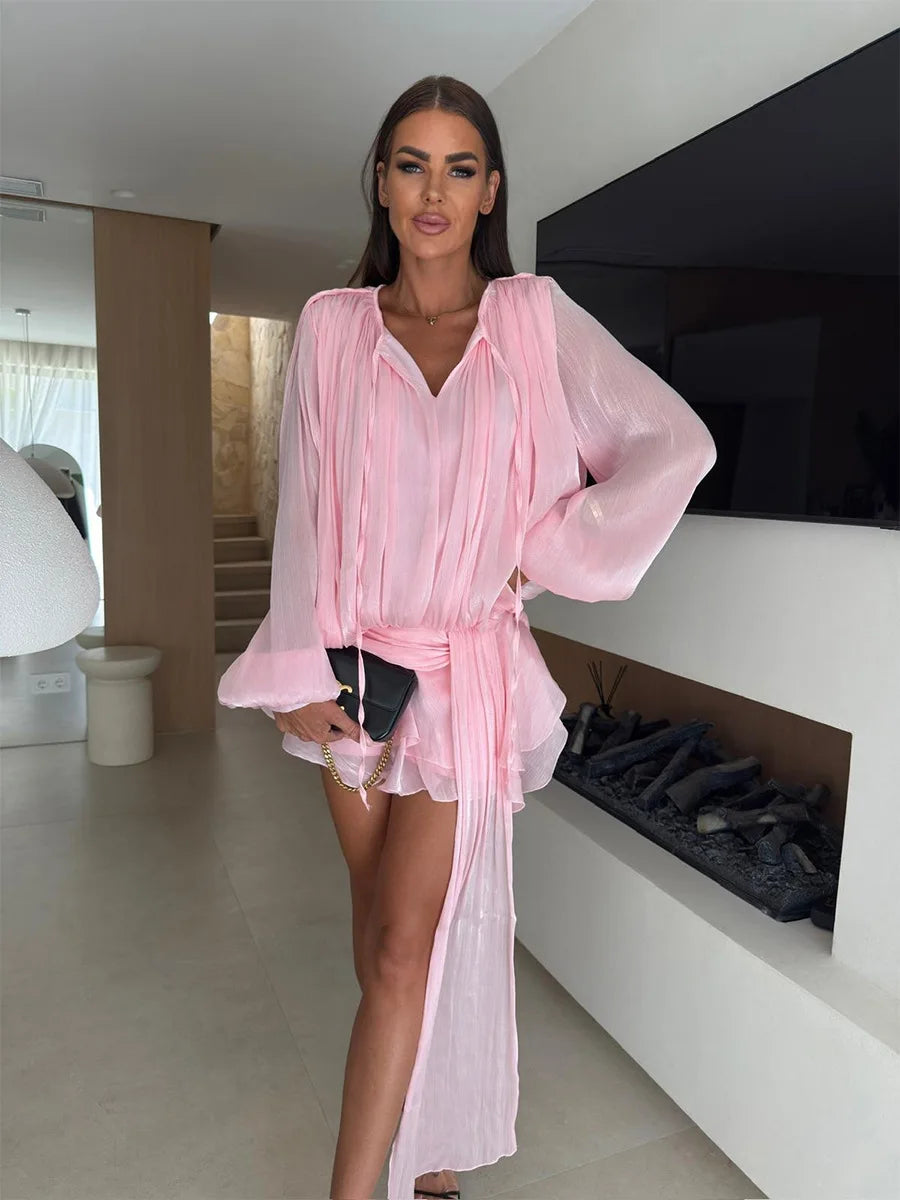 SOHO Spring Pleated Mini Dress