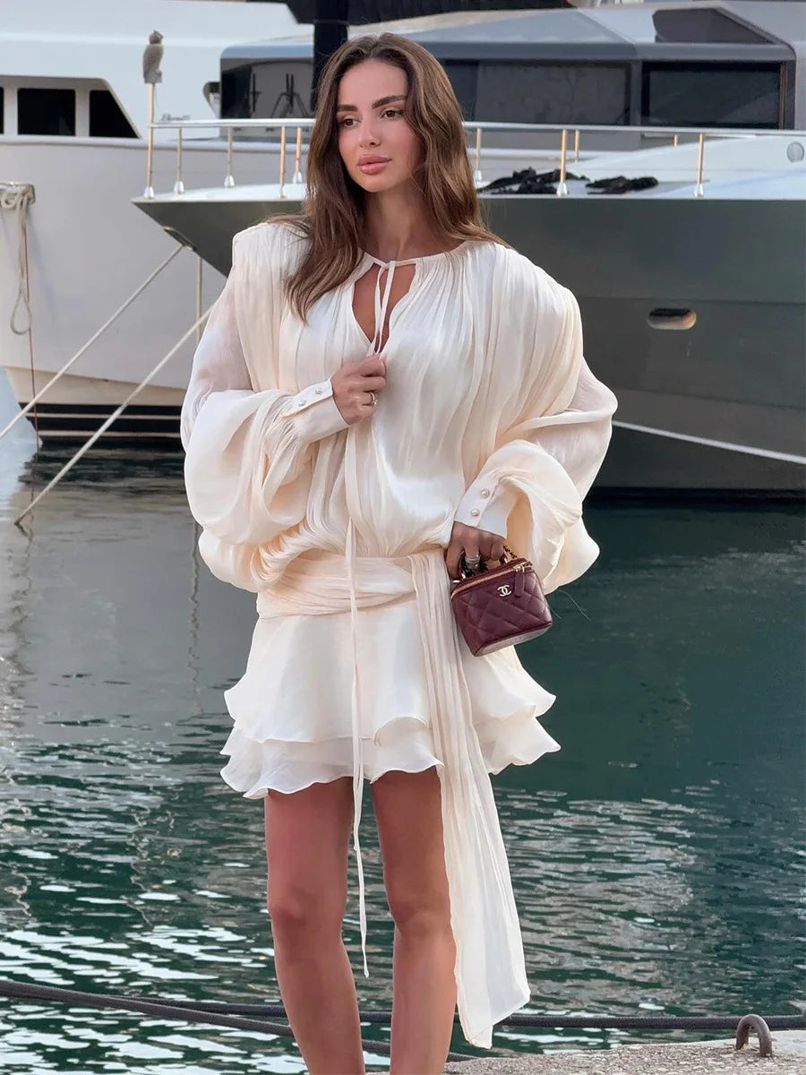 SOHO Spring Pleated Mini Dress