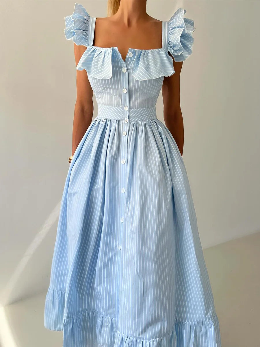SOHO Summer Striped Midi Dress