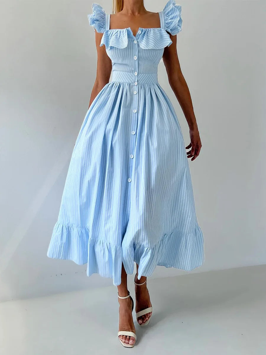 SOHO Summer Striped Midi Dress
