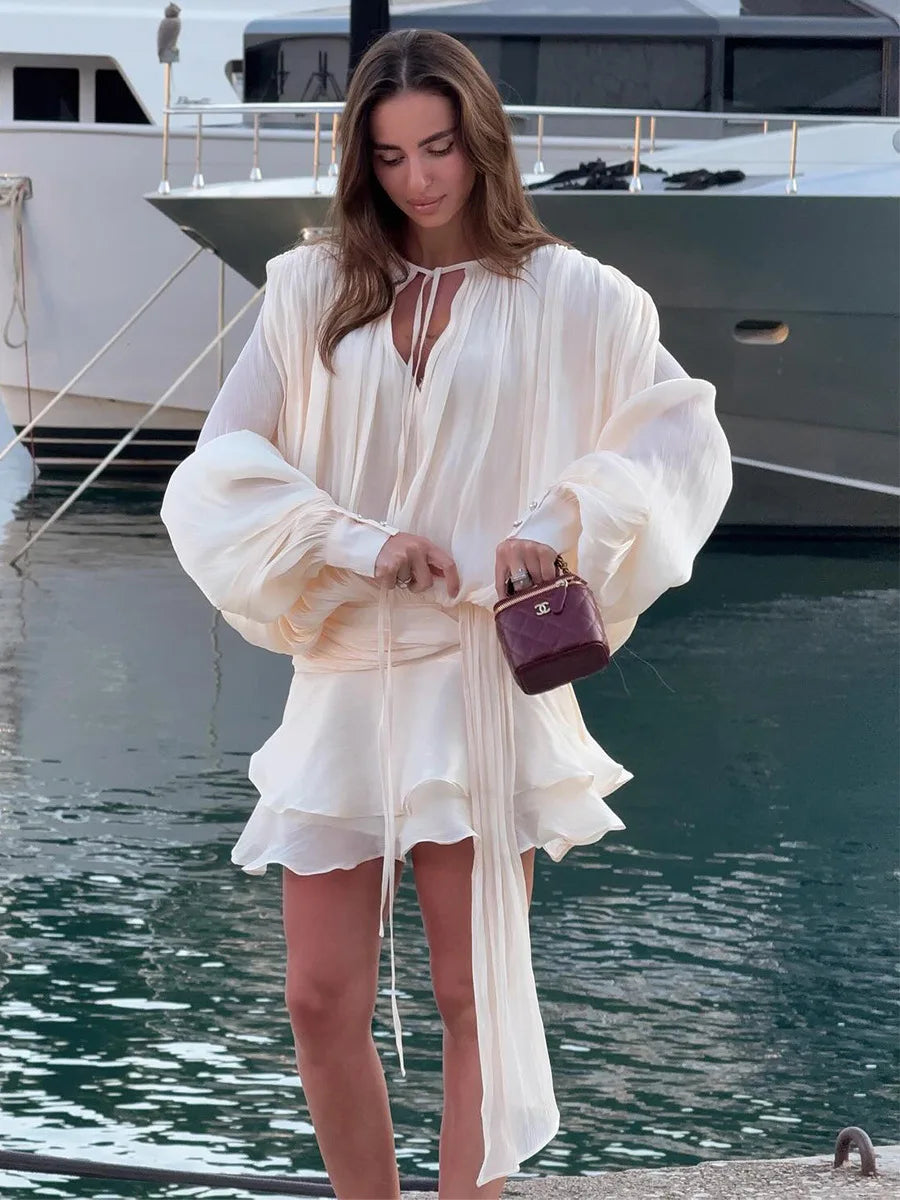 SOHO Spring Pleated Mini Dress