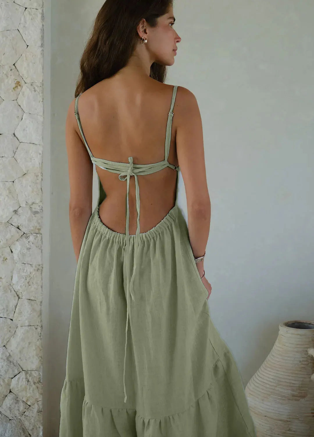 SOHO Spring Cotton Backless Dress