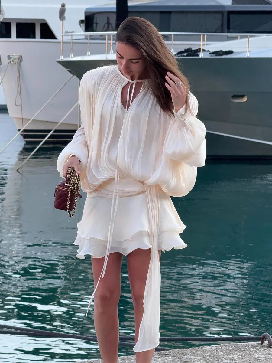 SOHO Spring Pleated Mini Dress