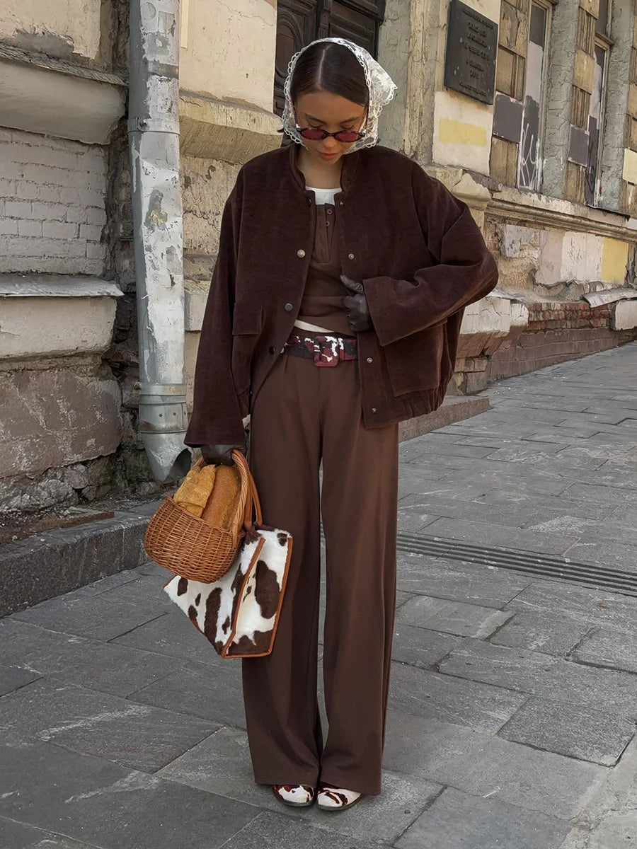 SOHO Autumn Long Sleeve Jacket in Brown