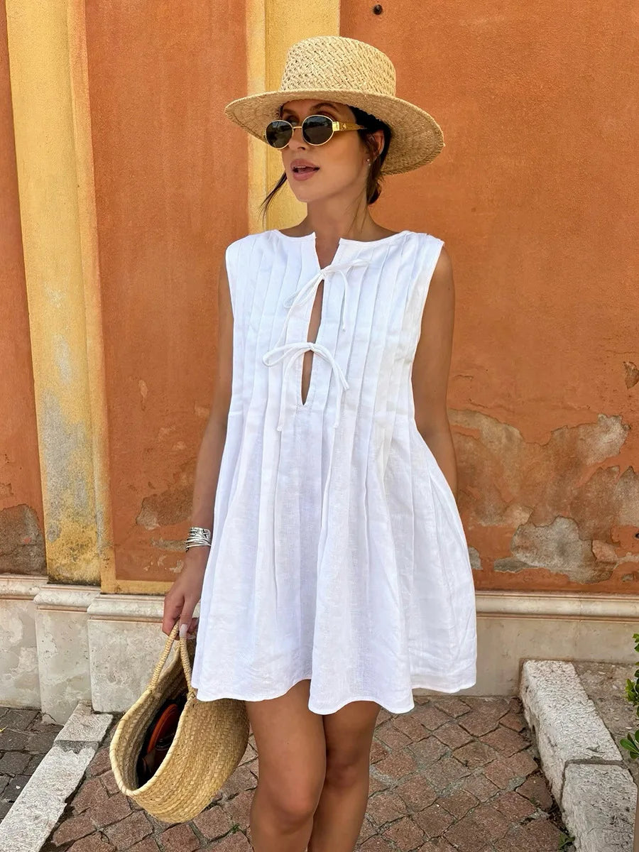 SOHO Summer Pleated Mini Dress (2)