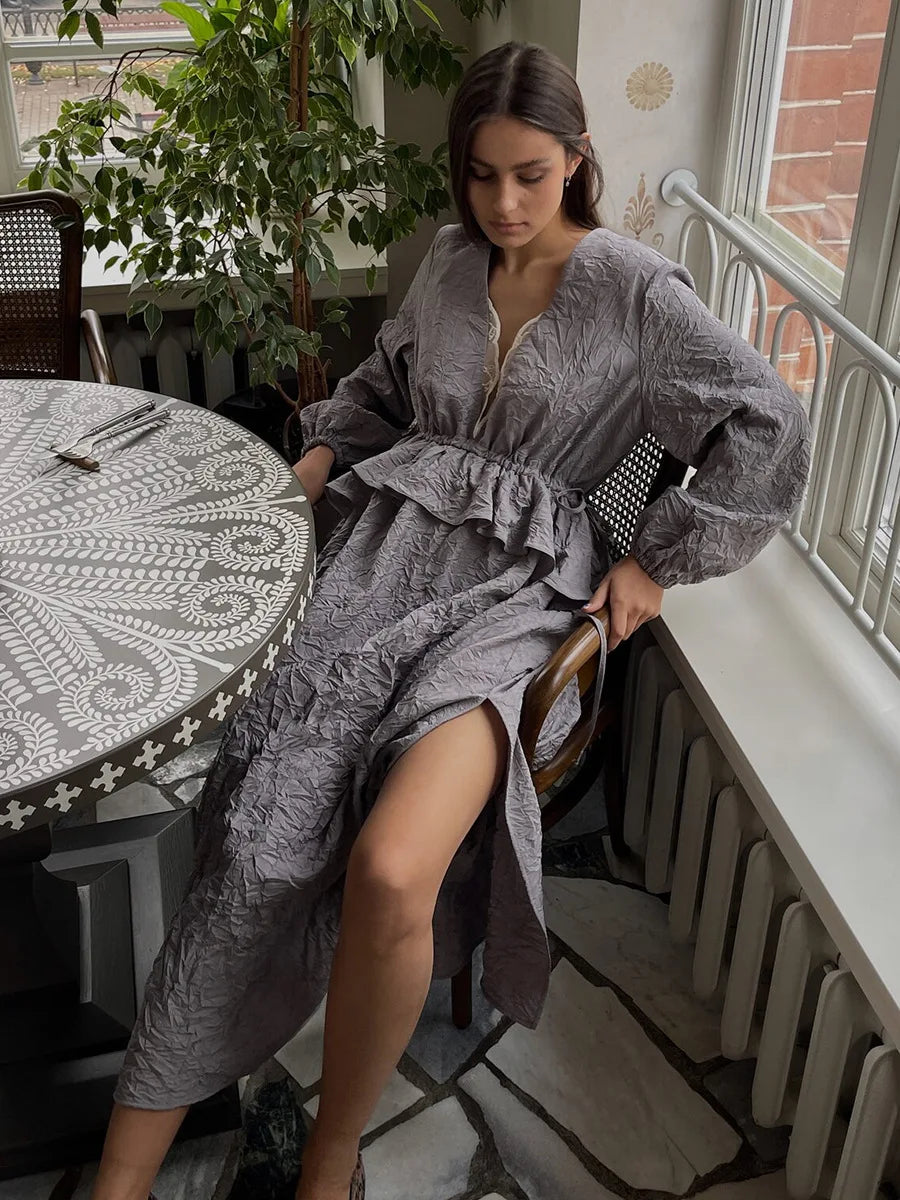 SOHO Spring Lace Pleated Dress