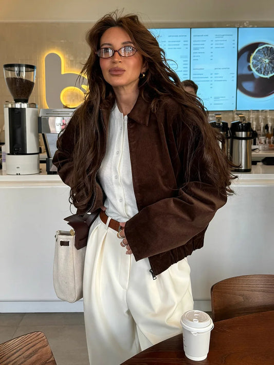 SOHO Autumn Cotton Jacket in Brown