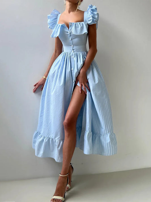 SOHO Summer Striped Midi Dress