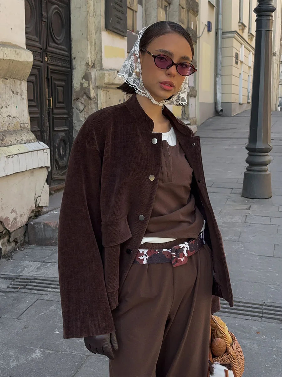 SOHO Autumn Long Sleeve Jacket in Brown