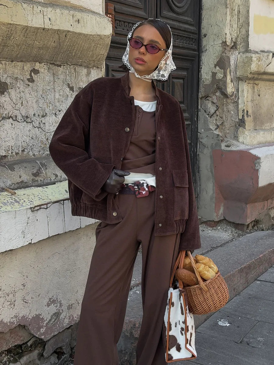 SOHO Autumn Long Sleeve Jacket in Brown