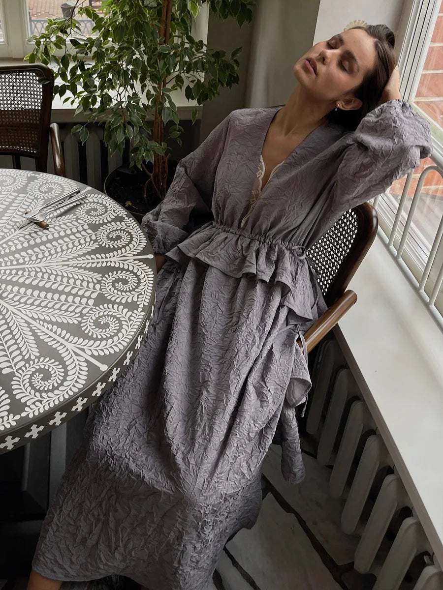 SOHO Spring Lace Pleated Dress