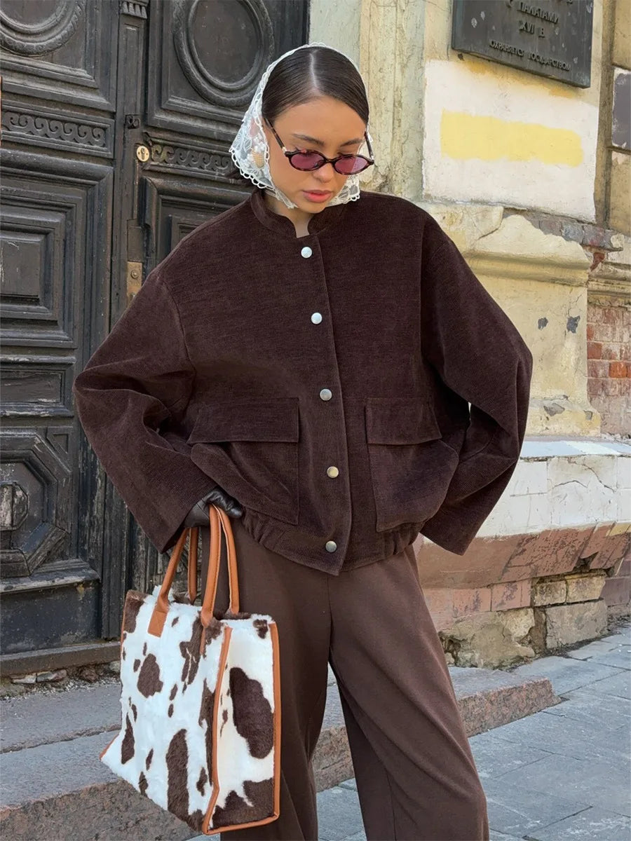 SOHO Autumn Long Sleeve Jacket in Brown