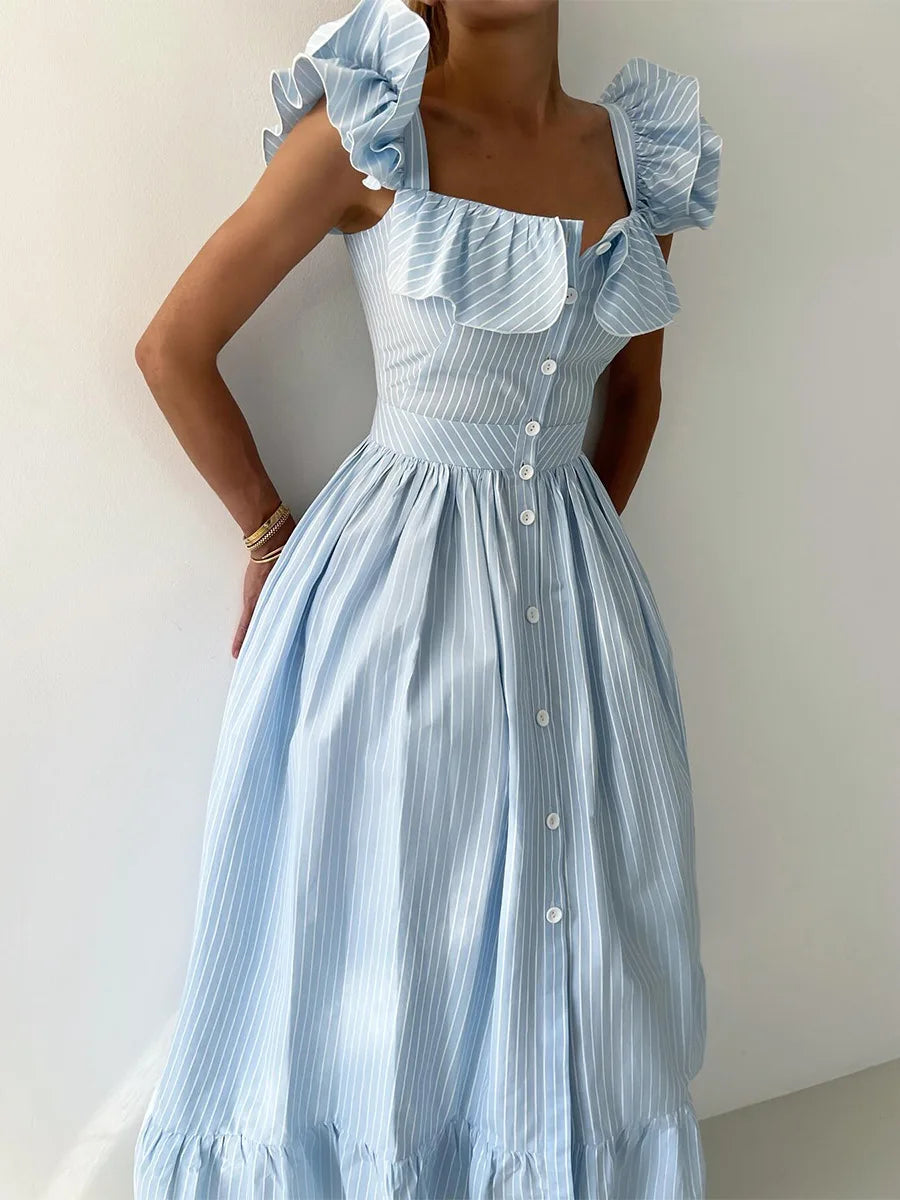 SOHO Summer Striped Midi Dress