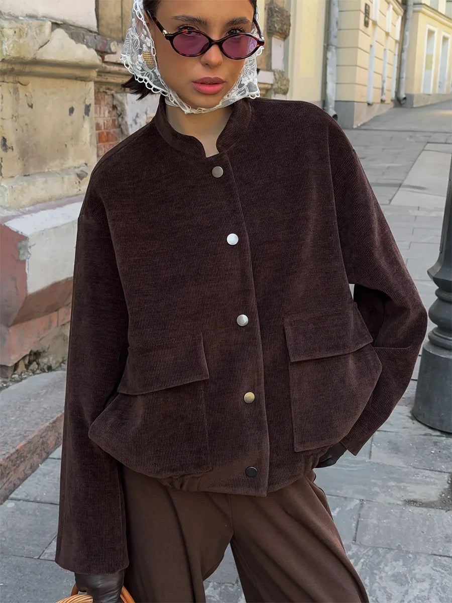 SOHO Autumn Long Sleeve Jacket in Brown