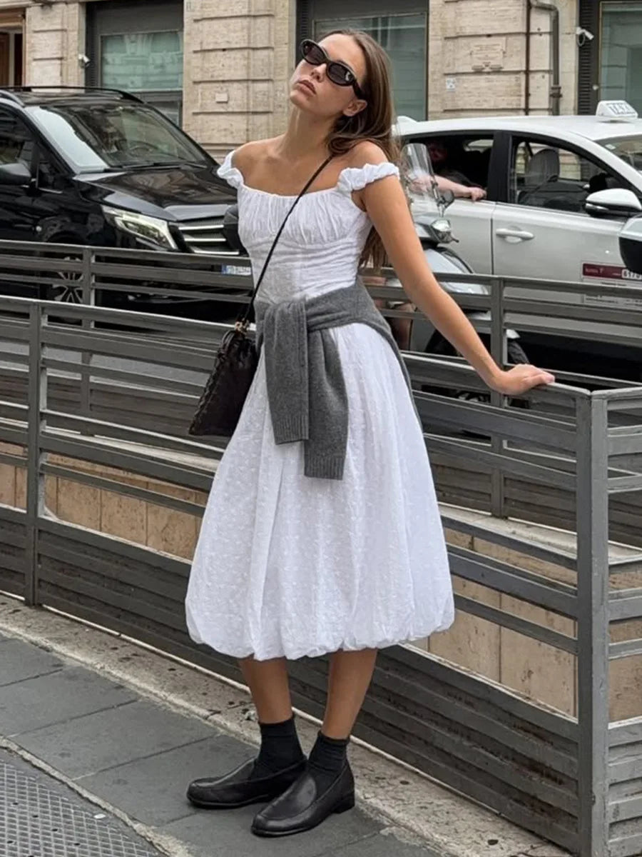 SOHO Summer Off-Shoulder Maxi Dress