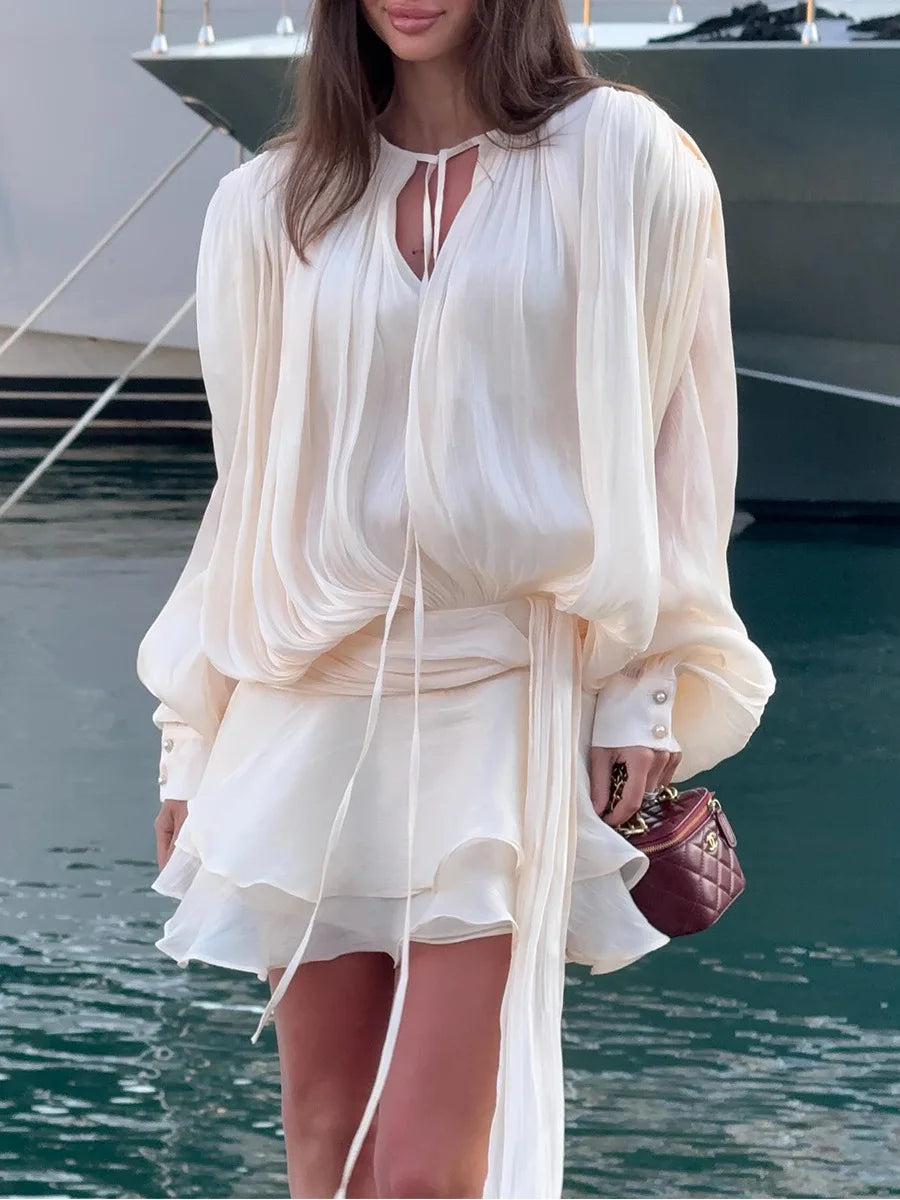 SOHO Spring Pleated Mini Dress