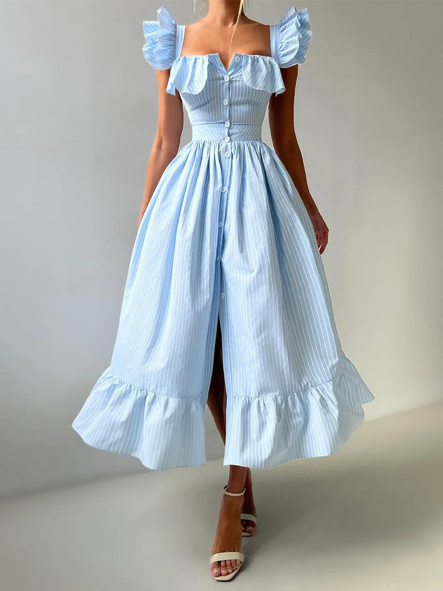 SOHO Summer Striped Midi Dress