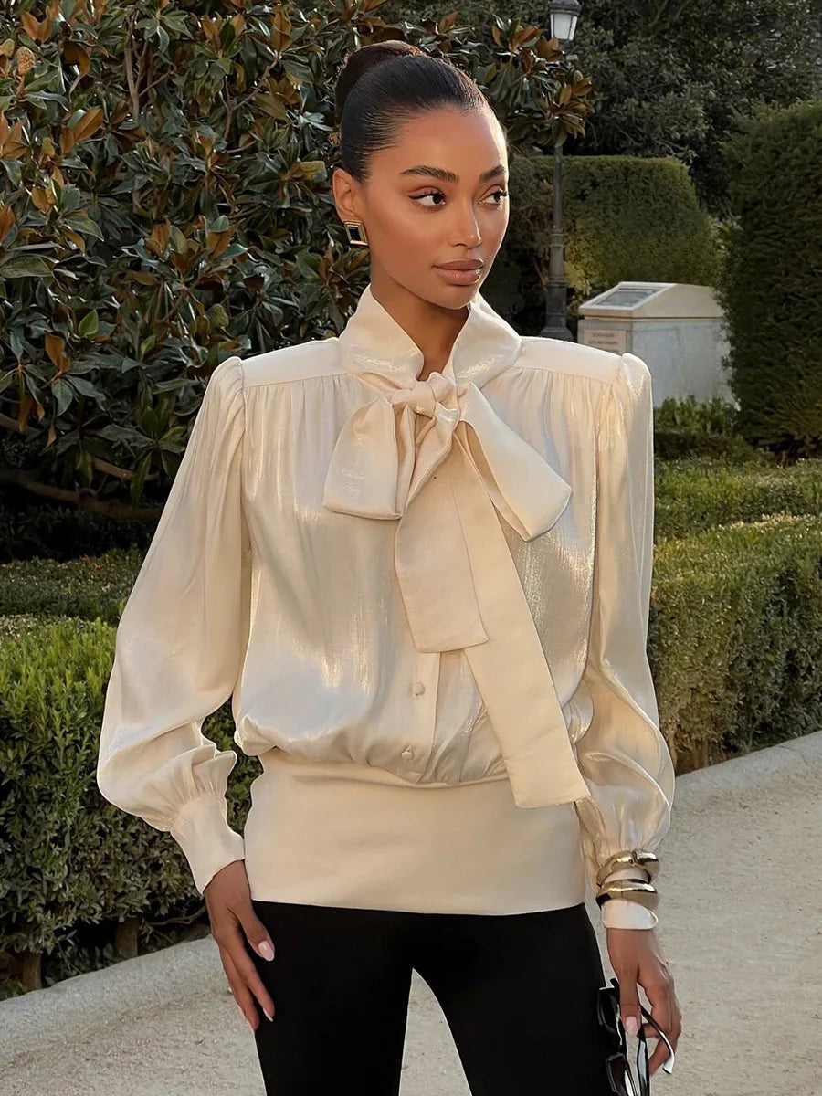 SOHO Spring Satin Long Sleeve Top
