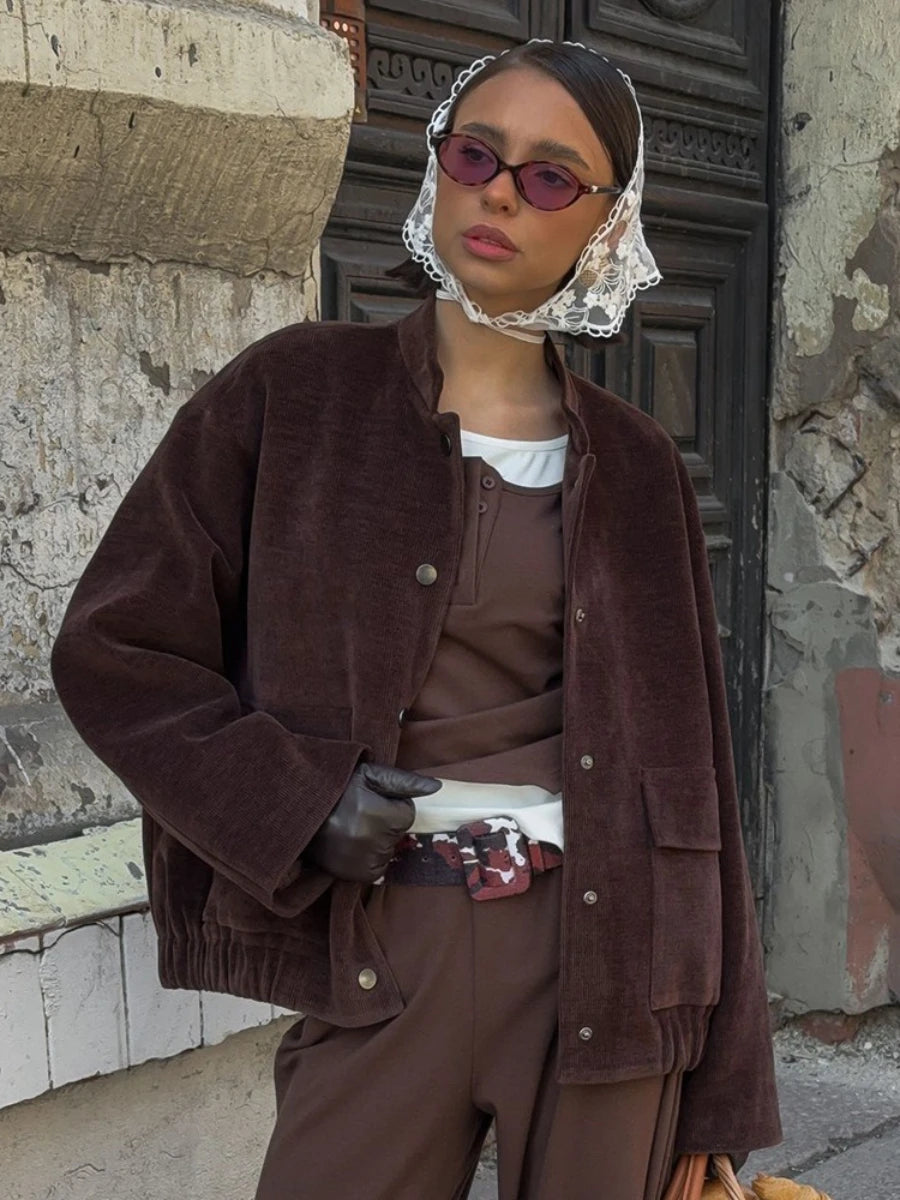 SOHO Autumn Long Sleeve Jacket in Brown